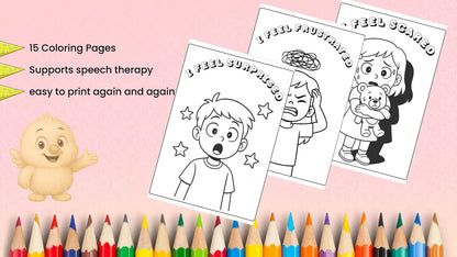 Feelings Coloring Pages Printable PDF | Emotions + Simple Captions | SEL