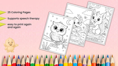 Animal Coloring book Printable PDF | 25 Coloring Pages | Easy Bold Outlines | Kids Activity