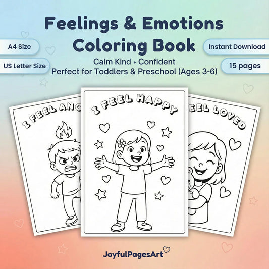 Feelings Coloring Pages Printable PDF | Emotions + Simple Captions | SEL